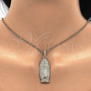 Oro Laminado Religious Pendant, Gold Filled Style Guadalupe Design, with Garnet Crystal, Polished, Golden Finish, 05.213.0035