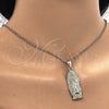 Oro Laminado Religious Pendant, Gold Filled Style Guadalupe Design, with Garnet Crystal, Polished, Golden Finish, 05.213.0035