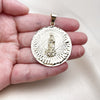 Oro Laminado Religious Pendant, Gold Filled Style Guadalupe Design, Diamond Cutting Finish, Golden Finish, 05.213.0039