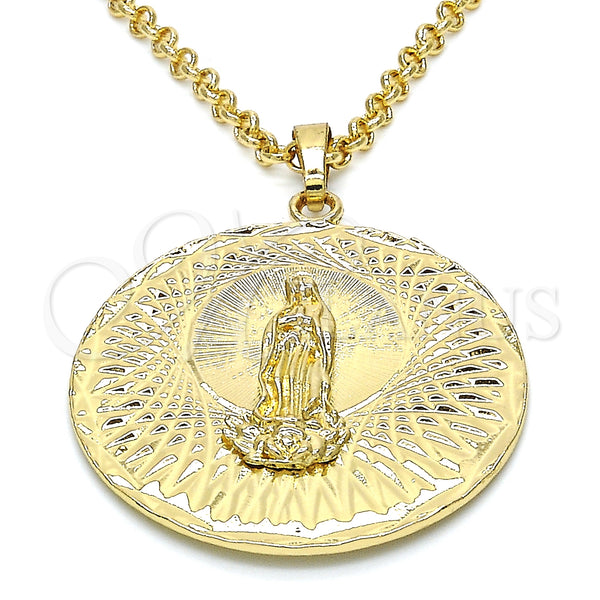 Gold Filled Pendant — Religious Pendant Guadalupe Design Diamond Cutting 05. — alternate product view — SKU 124861 | Oro Laminado dije — Religious Pendant Guadalupe diseño Diamond Cutting 05. — SKU 124861