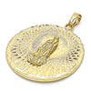 Oro Laminado Religious Pendant, Gold Filled Style Guadalupe Design, Diamond Cutting Finish, Golden Finish, 05.213.0039