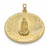 Oro Laminado Religious Pendant, Gold Filled Style Guadalupe Design, Diamond Cutting Finish, Golden Finish, 05.213.0039