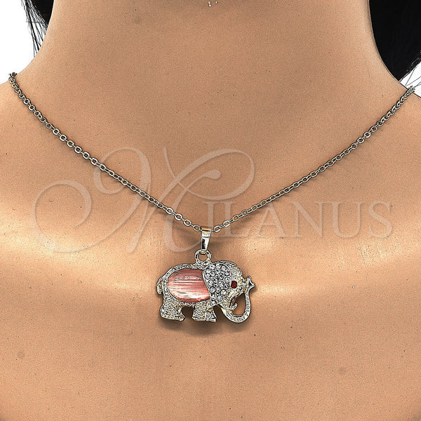 Gold Filled Pendant — Fancy Pendant Elephant Design with Garnet and White — main product view — SKU 124864 | Oro Laminado dije — elegante Pendant Elephant diseño with Garnet and blanco — SKU 124864