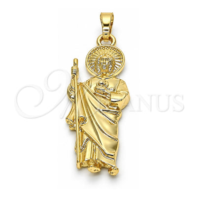 Oro Laminado Religious Pendant, Gold Filled Style San Judas Design, Polished, Golden Finish, 05.213.0043