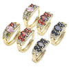 Oro Laminado Huggie Hoop, Gold Filled Style with Garnet and White Cubic Zirconia, Polished, Golden Finish, 02.316.0028.15