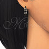 Oro Laminado Huggie Hoop, Gold Filled Style with Black and White Cubic Zirconia, Polished, Golden Finish, 02.316.0028.1.15
