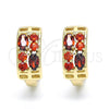 Oro Laminado Huggie Hoop, Gold Filled Style with Garnet Cubic Zirconia, Polished, Golden Finish, 02.316.0030.15