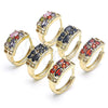 Oro Laminado Huggie Hoop, Gold Filled Style with Garnet Cubic Zirconia, Polished, Golden Finish, 02.316.0030.15