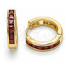 Oro Laminado Huggie Hoop, Gold Filled Style with Garnet Cubic Zirconia, Polished, Golden Finish, 02.316.0035.20
