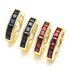 Oro Laminado Huggie Hoop, Gold Filled Style with Garnet Cubic Zirconia, Polished, Golden Finish, 02.316.0035.20