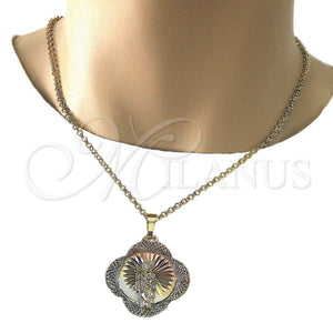 Gold Filled Pendant — Religious Pendant San Judas Design Diamond Cutting Tricolor — main product view — SKU 124891 | Oro Laminado dije — Religious Pendant San Judas diseño Diamond Cutting Tricolor — SKU 124891