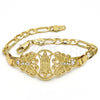 Oro Laminado Fancy Bracelet, Gold Filled Style Guadalupe and Butterfly Design, with White Crystal, Polished, Golden Finish, 03.253.0027.07 (05 MM Thickness, 7 Inches Length)
