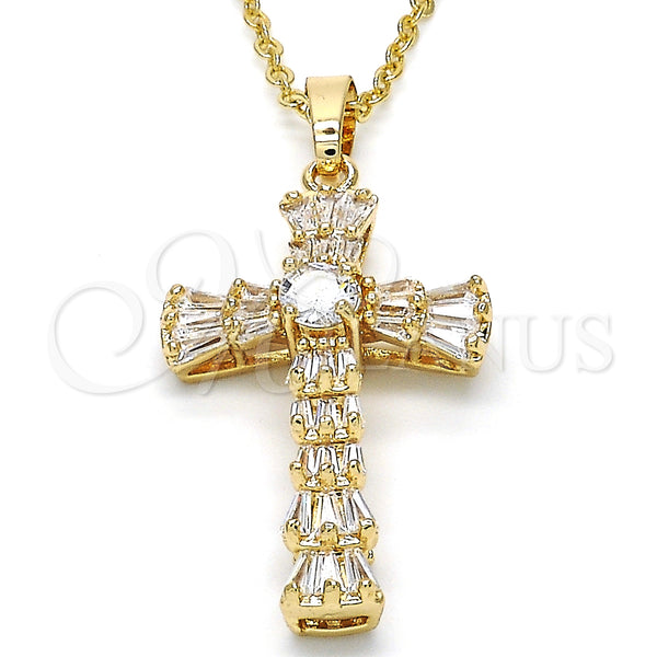 Gold Filled Pendant — Religious Pendant Cross and Baguette Design with White — alternate product view — SKU 124913 | Oro Laminado dije — Religious Pendant cruz and Baguette diseño with blanco — SKU 124913