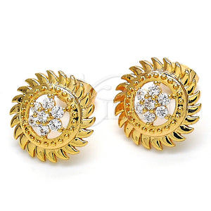 Gold Filled Ring — Stud Earring Flower Design with White Cubic Zirconia — main product view — SKU 124941 | Oro Laminado anillo — Stud Earring flor diseño with blanco Cubic Zirconia — SKU 124941