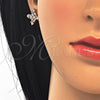 Oro Laminado Stud Earring, Gold Filled Style with White Cubic Zirconia, Polished, Golden Finish, 02.323.0023