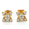 Oro Laminado Stud Earring, Gold Filled Style with White Cubic Zirconia, Polished, Golden Finish, 02.323.0023