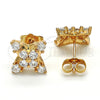 Oro Laminado Stud Earring, Gold Filled Style with White Cubic Zirconia, Polished, Golden Finish, 02.323.0023