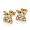 Oro Laminado Stud Earring, Gold Filled Style with White Cubic Zirconia, Polished, Golden Finish, 02.323.0023