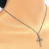 Rhodium Gold Filled Pendant Necklace, Cross Design, with Dark Peridot Cubic Zirconia, Polished, Rhodium Finish, 04.94.0013.18 (01 MM Thickness, 18 Inches Length)