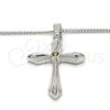 Rhodium Gold Filled Pendant Necklace, Cross Design, with Dark Peridot Cubic Zirconia, Polished, Rhodium Finish, 04.94.0013.18 (01 MM Thickness, 18 Inches Length)
