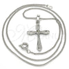 Rhodium Gold Filled Pendant Necklace, Cross Design, with Dark Peridot Cubic Zirconia, Polished, Rhodium Finish, 04.94.0013.18 (01 MM Thickness, 18 Inches Length)