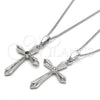 Rhodium Gold Filled Pendant Necklace, Cross Design, with Dark Peridot Cubic Zirconia, Polished, Rhodium Finish, 04.94.0013.18 (01 MM Thickness, 18 Inches Length)