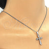 Rhodium Gold Filled Pendant Necklace, Cross Design, with Light Olive Cubic Zirconia, Polished, Rhodium Finish, 04.94.0013.1.18 (01 MM Thickness, 18 Inches Length)