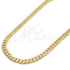 Oro Laminado Basic Necklace, Gold Filled Style Pave Cuban Design, Polished, Golden Finish, 04.213.0155.24 (06 MM Thickness, 24 Inches Length)