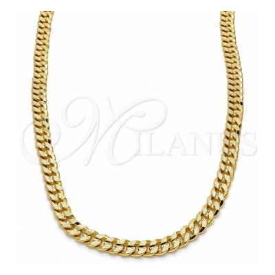 Oro Laminado Basic Necklace, Gold Filled Style Pave Cuban Design, Polished, Golden Finish, 04.213.0155.24 (06 MM Thickness, 24 Inches Length)