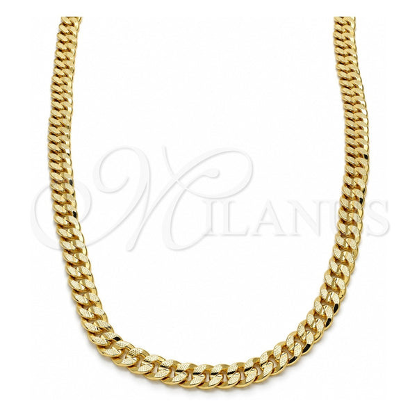 Oro Laminado Basic Necklace, Gold Filled Style Pave Cuban Design, Polished, Golden Finish, 04.213.0155.24 (06 MM Thickness, 24 Inches Length)