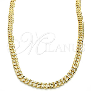 Gold Filled Necklace — Basic Necklace Pave Cuban Design Polished 04. 06 — main product view — SKU 124985 | Oro Laminado collar — básico Necklace Pave Cuban diseño pulido 04. 06 — SKU 124985