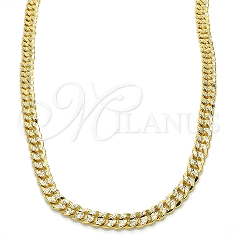 Oro Laminado Basic Necklace, Gold Filled Style Pave Cuban Design, Polished, Golden Finish, 04.213.0155.24 (06 MM Thickness, 24 Inches Length)