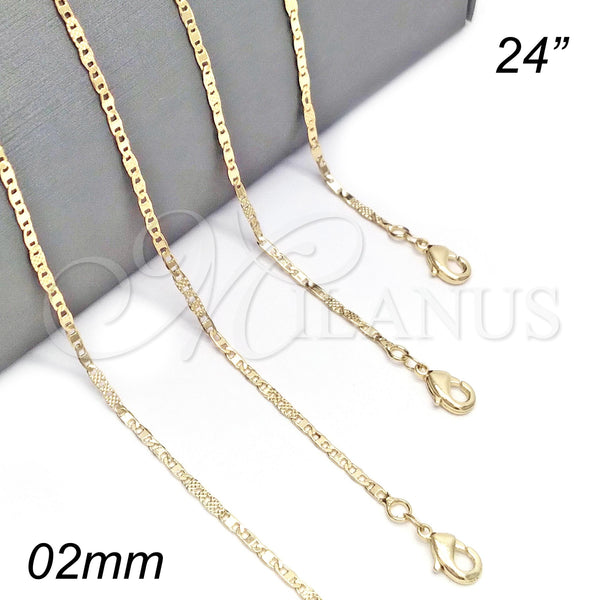 Oro Laminado Basic Necklace, Gold Filled Style Polished, Golden Finish, 04.213.0158.24 (02 MM Thickness, 24 Inches Length)