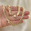 Oro Laminado Basic Necklace, Gold Filled Style Concave Cuban Design, Polished, Golden Finish, 04.213.0159.24 (07 MM Thickness, 24 Inches Length)