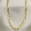 Oro Laminado Basic Necklace, Gold Filled Style Concave Cuban Design, Polished, Golden Finish, 04.213.0159.24 (07 MM Thickness, 24 Inches Length)