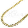 Oro Laminado Basic Necklace, Gold Filled Style Pave Cuban Design, Polished, Golden Finish, 04.213.0160.24 (07 MM Thickness, 24 Inches Length)