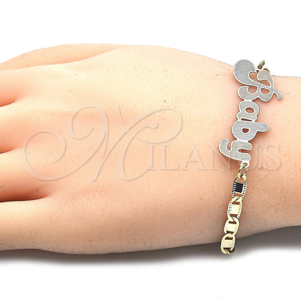 Gold Filled Bracelet — Fancy Bracelet Nameplate Design Polished Tricolor 03.63. 04 — alternate product view — SKU 125005 | Oro Laminado brazalete — elegante Bracelet Nameplate diseño pulido Tricolor 03.63. 04 — SKU 125005