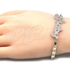 Oro Laminado Fancy Bracelet, Gold Filled Style Nameplate Design, Polished, Tricolor, 03.63.1965.1.08 (04 MM Thickness, 8 Inches Length)