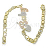 Oro Laminado Fancy Bracelet, Gold Filled Style Nameplate Design, Polished, Tricolor, 03.63.1965.1.08 (04 MM for wholesale, additional product view 5