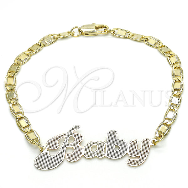 Gold Filled Bracelet — Fancy Bracelet Nameplate Design Polished Tricolor 03.63. 04 — main product view — SKU 125005 | Oro Laminado brazalete — elegante Bracelet Nameplate diseño pulido Tricolor 03.63. 04 — SKU 125005