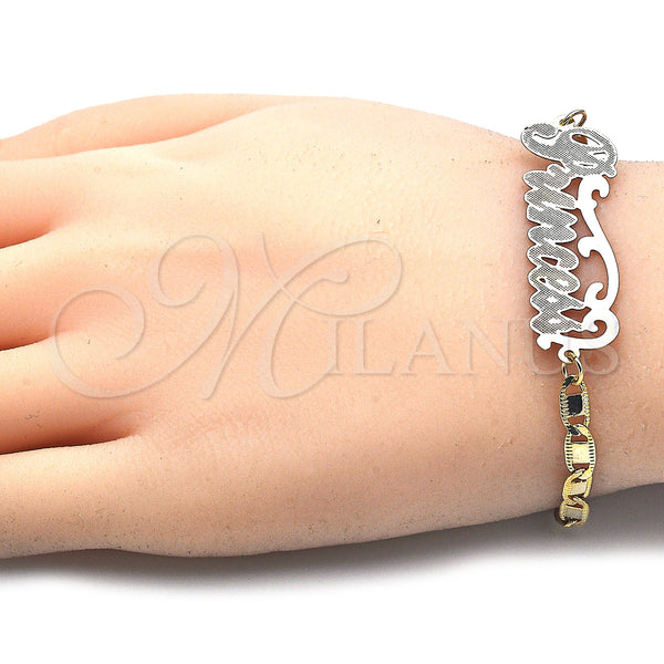 Gold Filled Bracelet — Fancy Bracelet Nameplate Design Polished Tricolor 03.63. 04 — main product view — SKU 125006 | Oro Laminado brazalete — elegante Bracelet Nameplate diseño pulido Tricolor 03.63. 04 — SKU 125006