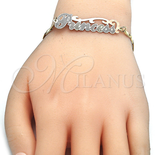 Gold Filled Bracelet — Fancy Bracelet Nameplate Design Polished Tricolor 03.63. 04 — alternate product view — SKU 125006 | Oro Laminado brazalete — elegante Bracelet Nameplate diseño pulido Tricolor 03.63. 04 — SKU 125006