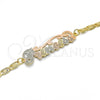 Oro Laminado Fancy Bracelet, Gold Filled Style Nameplate Design, Polished, Tricolor, 03.63.1966.1.08 (04 MM Thickness, 8 Inches Length)