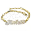 Oro Laminado Fancy Bracelet, Gold Filled Style Nameplate Design, Polished, Tricolor, 03.63.1967.1.08 (04 MM for wholesale, additional product view 6