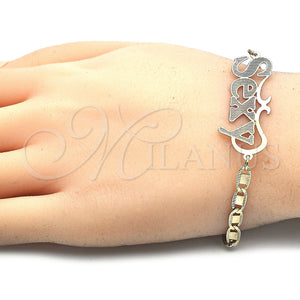 Gold Filled Bracelet — Fancy Bracelet Nameplate Design Polished Tricolor 03.63. 04 — main product view — SKU 125009 | Oro Laminado brazalete — elegante Bracelet Nameplate diseño pulido Tricolor 03.63. 04 — SKU 125009