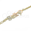 Oro Laminado Fancy Bracelet, Gold Filled Style Nameplate Design, Polished, Tricolor, 03.63.1970.1.08 (04 MM Thickness, 8 Inches Length)