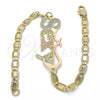 Oro Laminado Fancy Bracelet, Gold Filled Style Nameplate Design, Polished, Tricolor, 03.63.1970.1.08 (04 MM for wholesale, additional product view 5
