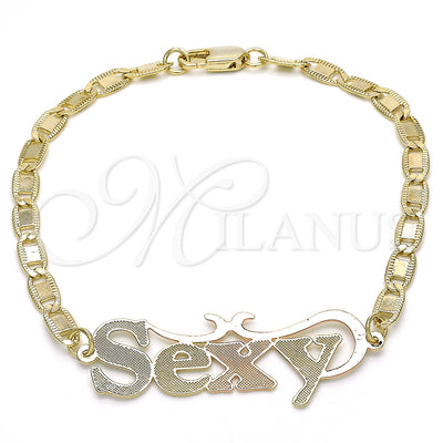 Oro Laminado Fancy Bracelet, Gold Filled Style Nameplate Design, Polished, Tricolor, 03.63.1970.1.08 (04 MM for wholesale, main product view