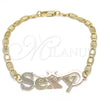 Oro Laminado Fancy Bracelet, Gold Filled Style Nameplate Design, Polished, Tricolor, 03.63.1970.1.08 (04 MM for wholesale, main product view