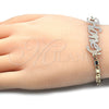 Oro Laminado Fancy Bracelet, Gold Filled Style Nameplate Design, Polished, Tricolor, 03.63.1977.1.08 (04 MM Thickness, 8 Inches Length)